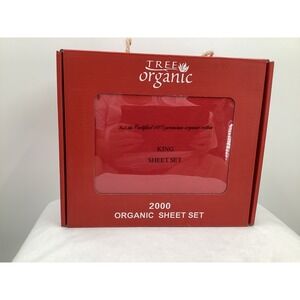 Tree Organic 2000‎ King Sheet Set Red Premium Organic Cotton